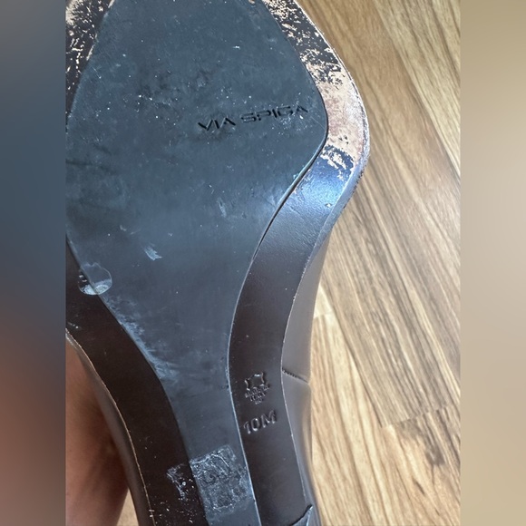 Via Spiga Almond Toe Bootie, Brown Leather, 4" Heel, Sz 10 M Made In Italy - Picture 7 of 11